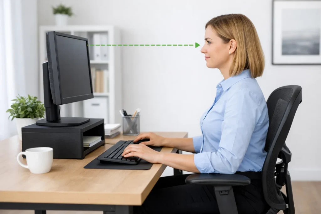 Monitor Stands: Use a stand to ensure the top third of your computer screen is at eye level.